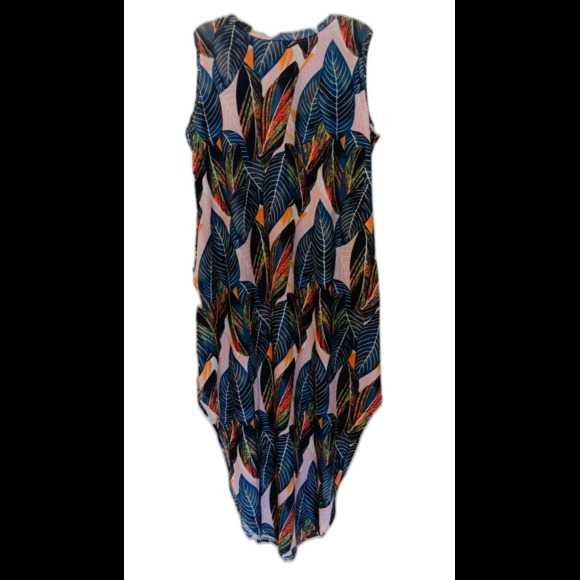 Anrabess Green Lavender Orange Summer Tropical Hawaiian Inspired Dress, XXL - Picture 4 of 6